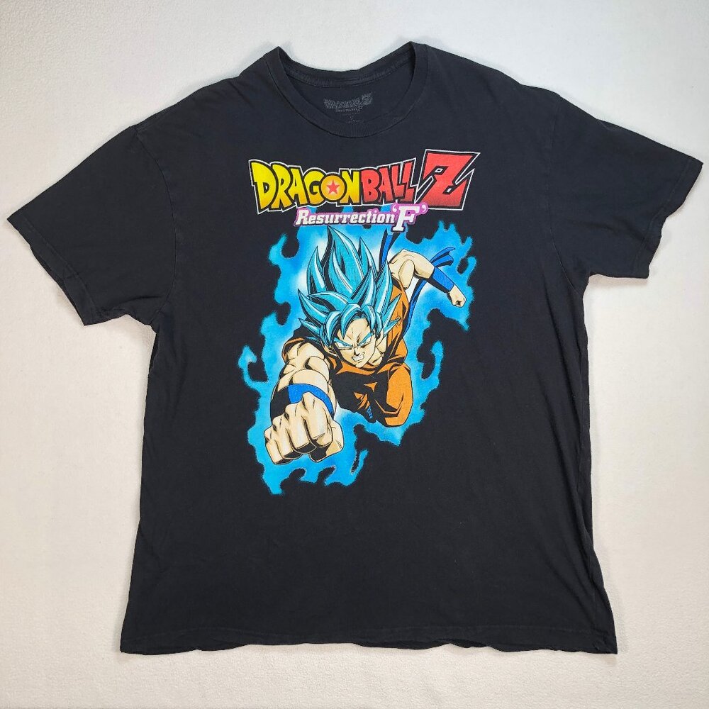 Dragon Ball Z T Shirt Men's XL Black Resurrection F Goku Super Saiyan Blue Anime